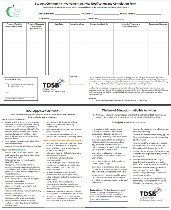 Community Volunteer Involvement Form TDSB - JPEG Tall